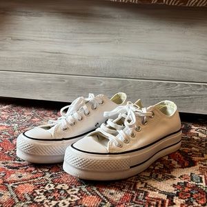 White Low Top Platform Converse